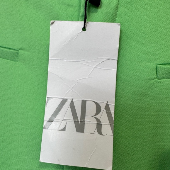 Zara High Waist Crop Flare Pants Green - Picture 9 of 13